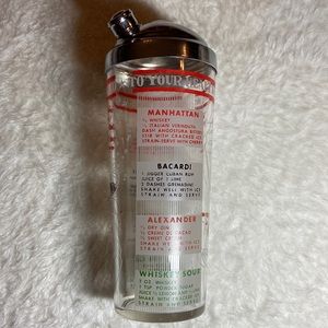 Vintage MCM Glass and Stainless Martini Shaker Drink Mixer